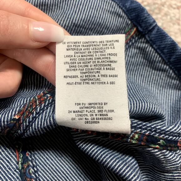 Pilcro & the Letterpress Anthropologie blue denim a-line mini skirt size 2 - Picture 6 of 9